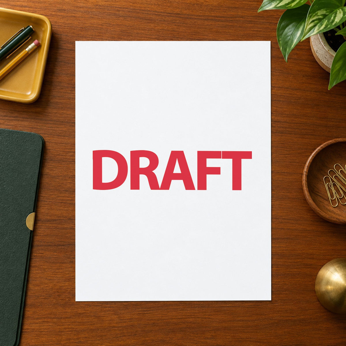 "Draft" mark added to paperwork with a pre-inked Xstamper stamp