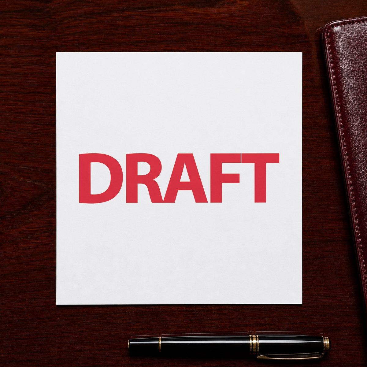 Marking a page "Draft" with the Draft Stamp For Document Review – Red Pre-Inked Xstamper