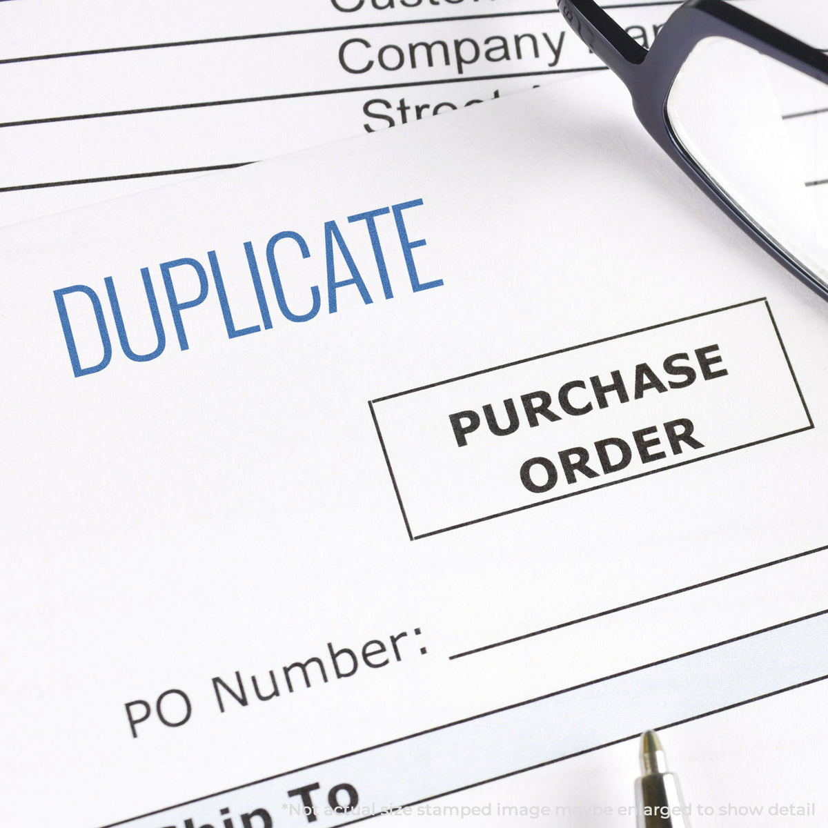 "Duplicate" mark stamped for document handling, Xstamper 1112 stamp