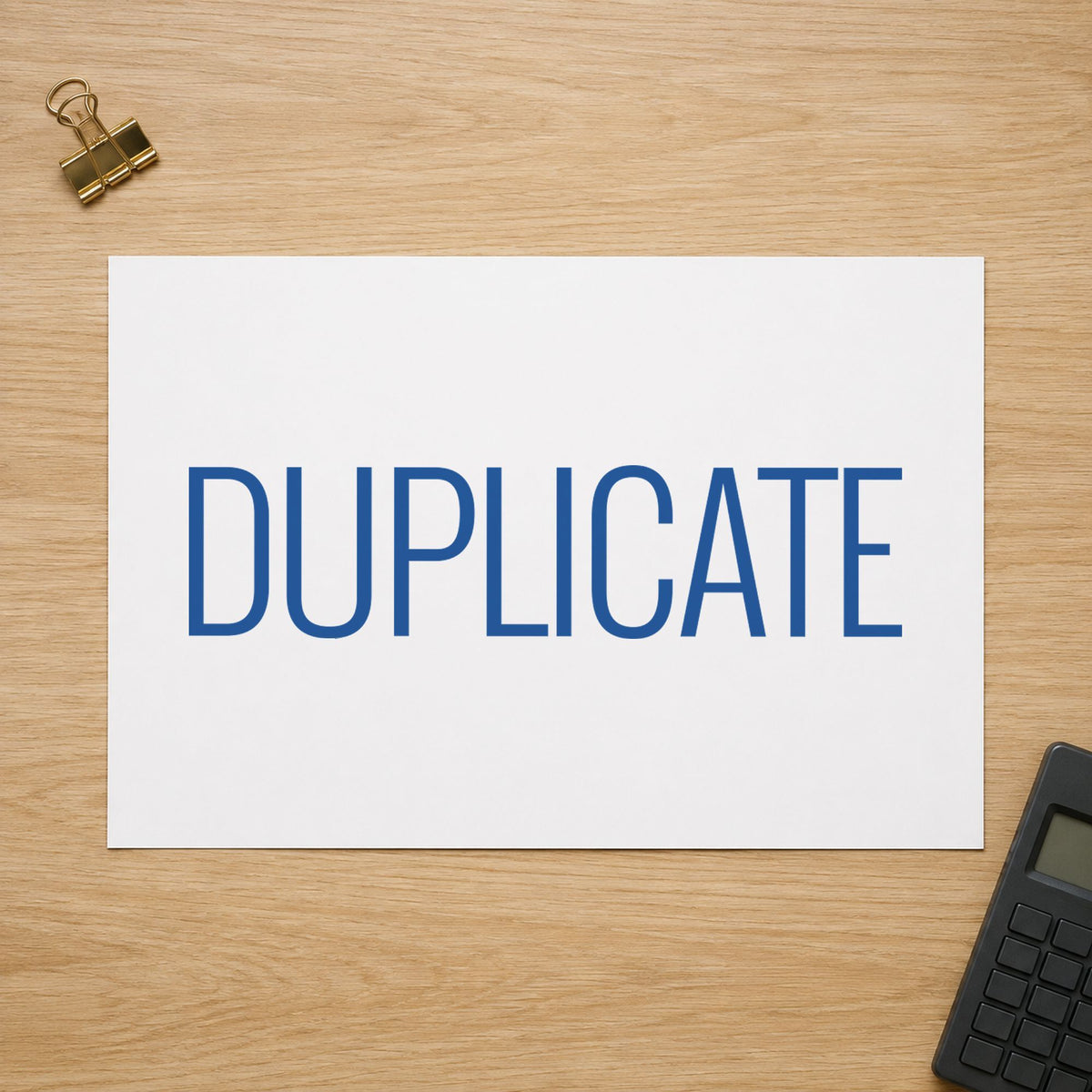 "Duplicate" mark added to paperwork with a pre-inked Xstamper stamp