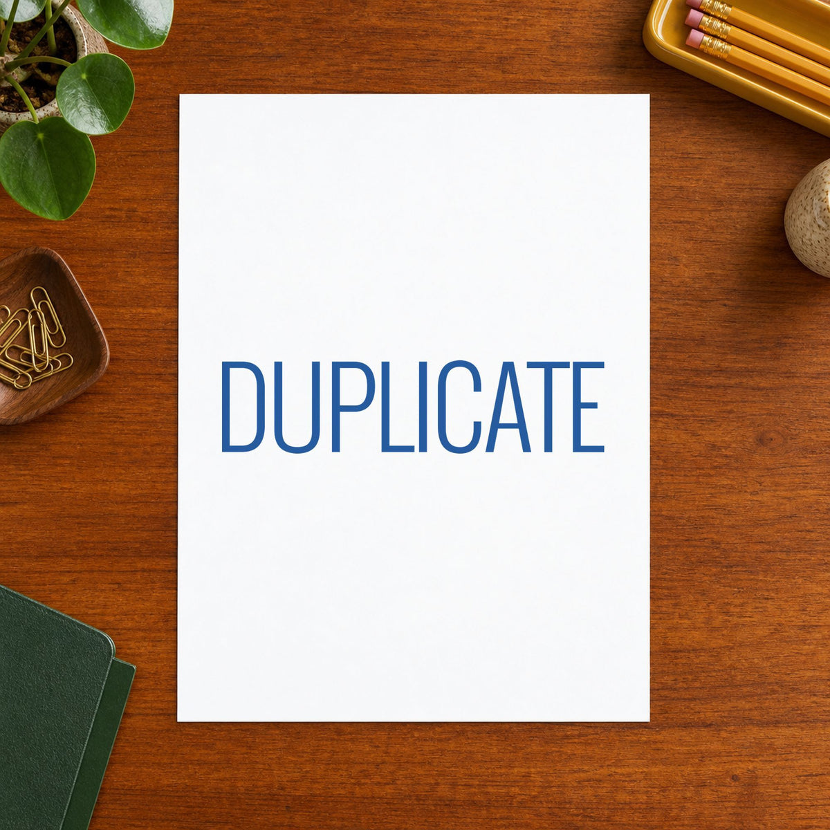 "Duplicate" stamp mark in everyday office use, Xstamper 1112