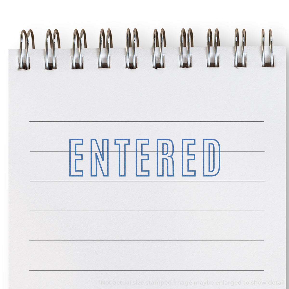 "Entered" mark stamped for document handling, Xstamper 1021 stamp