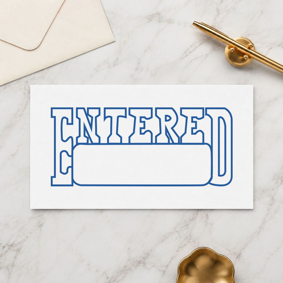 "Date entered" stamp impression made with pre-inked Xstamper 1205