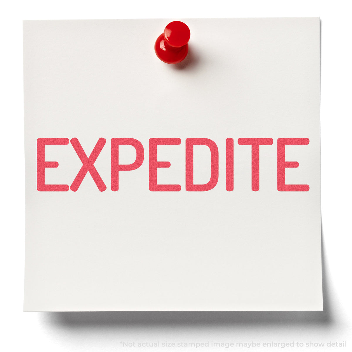 "Expedite" stamp impression on light paper stock, Xstamper Expedite Stamp