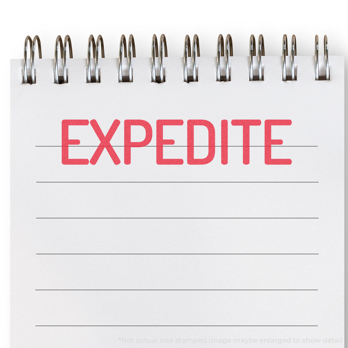 "Expedite" mark stamped for document handling, Xstamper 1034 stamp