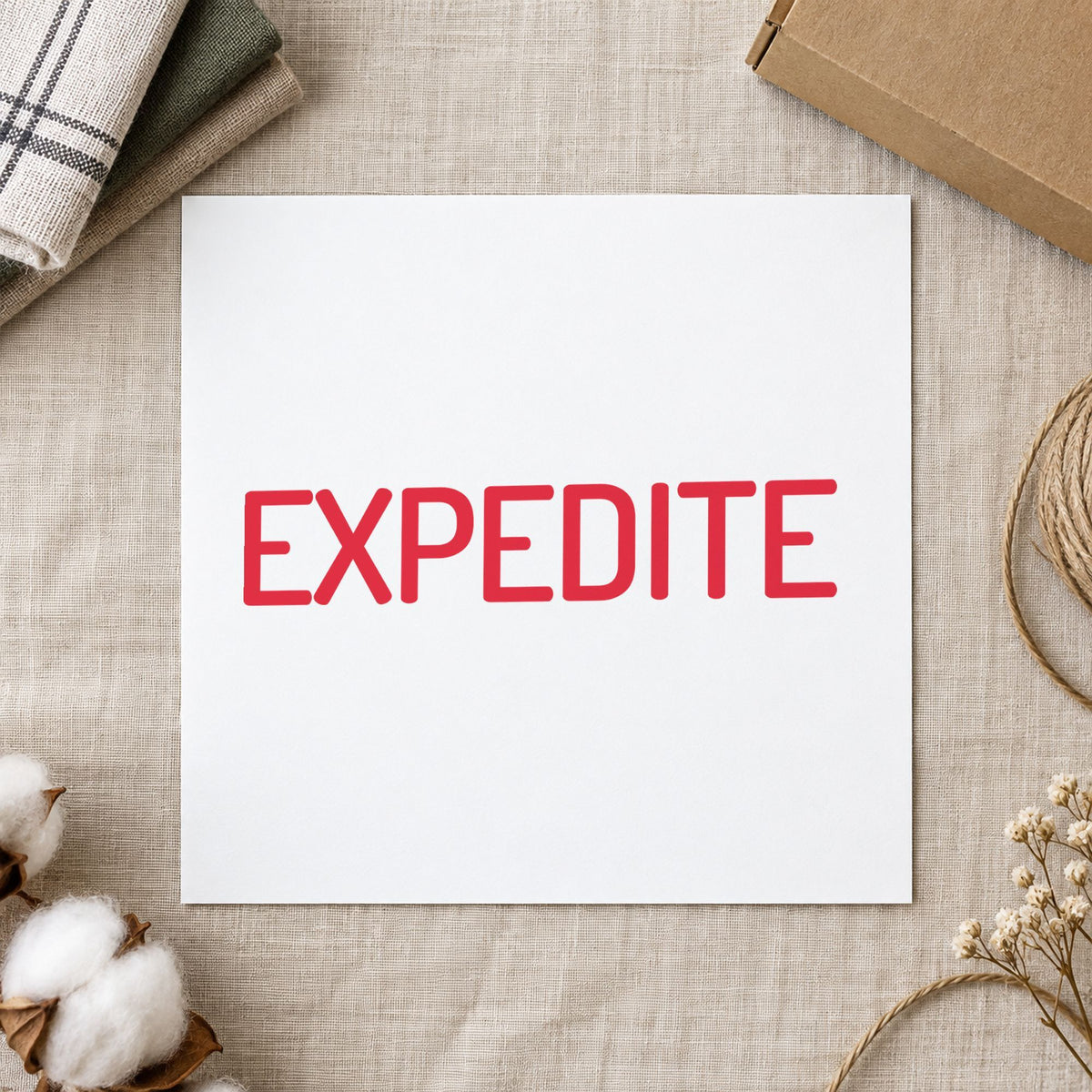 Crisp "Expedite" imprint produced by the Xstamper Expedite Stamp