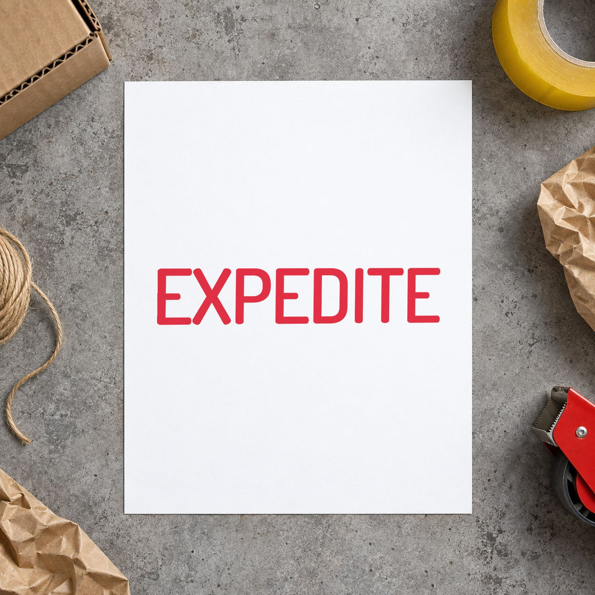 Xstamper Expedite Stamp leaving a clean "Expedite" impression