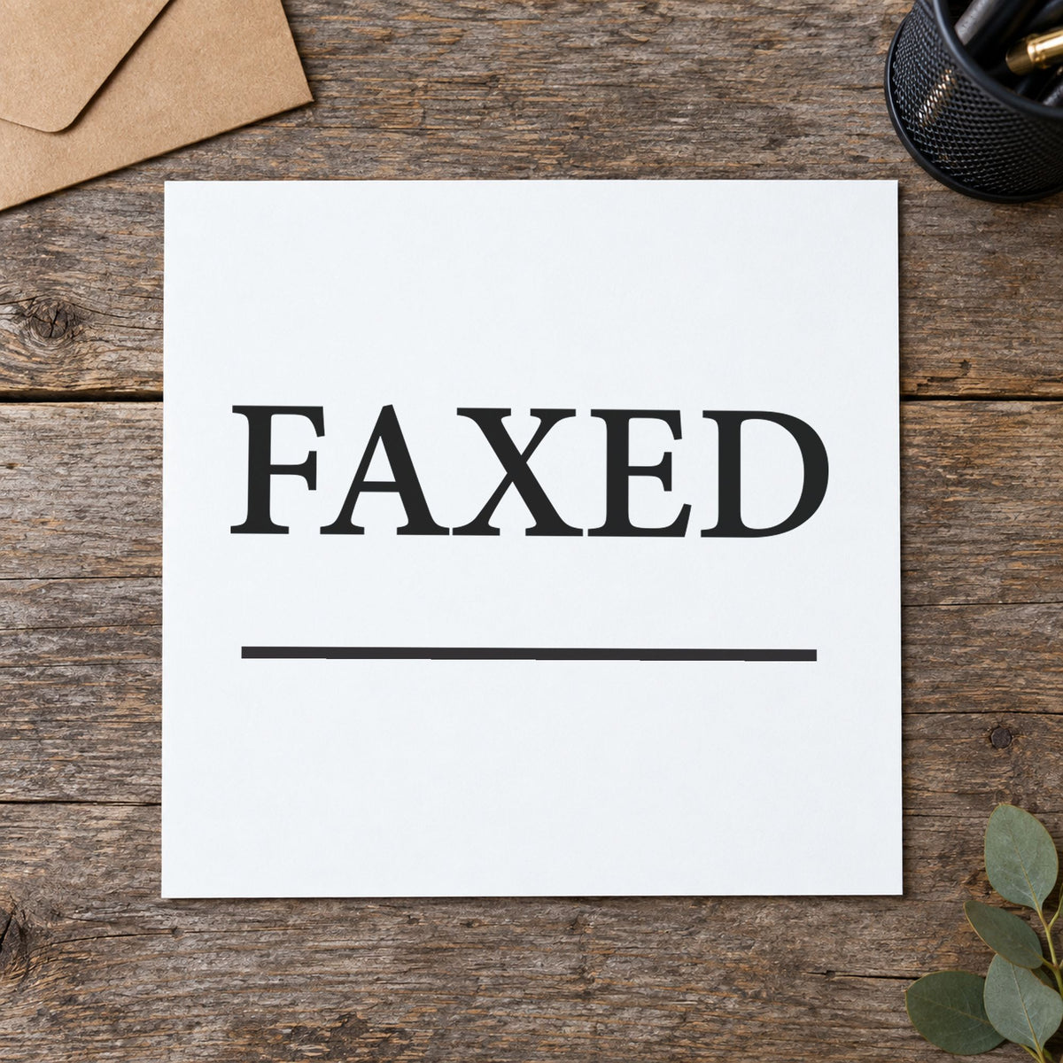 "Faxed" imprint from fixed stock wording, no customization needed