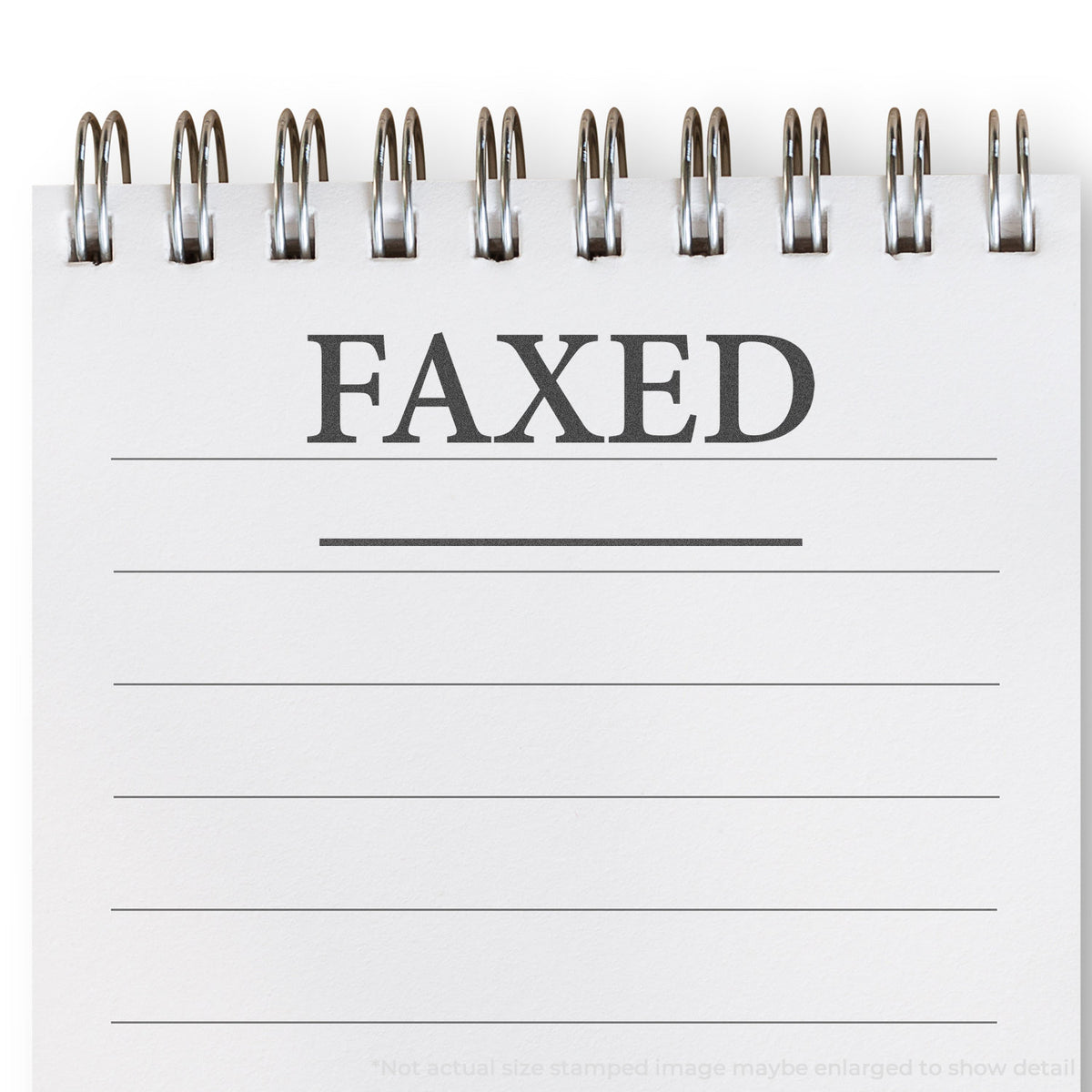 "Faxed" mark stamped for document handling, Xstamper 1216 stamp