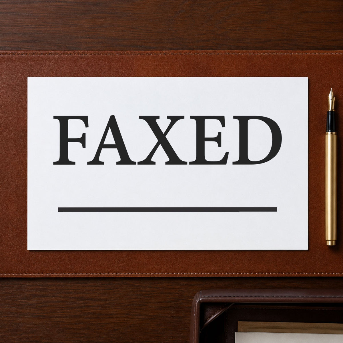 "Faxed" stamp mark in everyday office use, Xstamper 1216