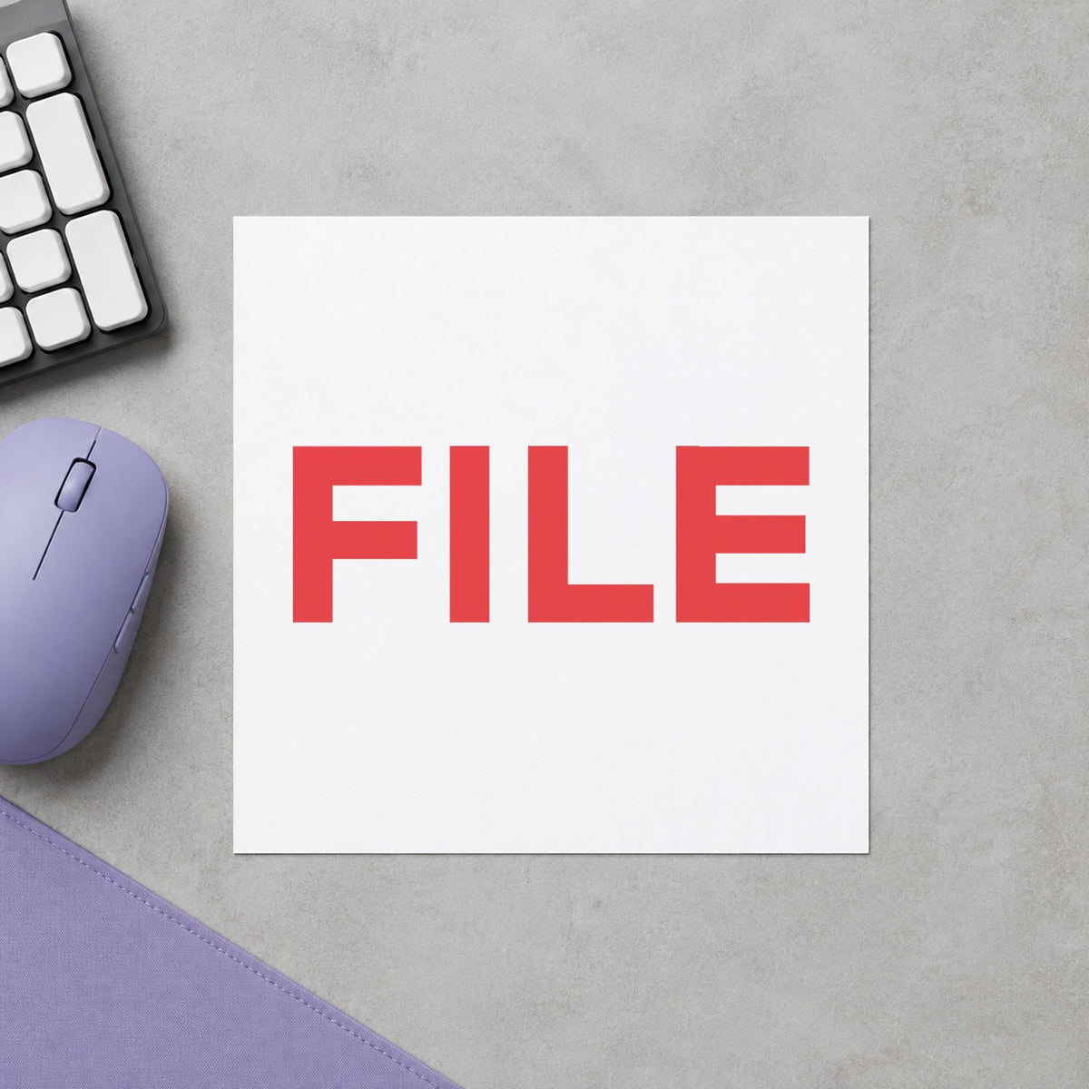 "File" imprint from fixed stock wording, no customization needed