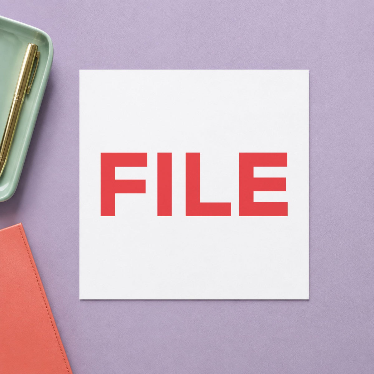 Red File Stamp leaving a clean "File" impression