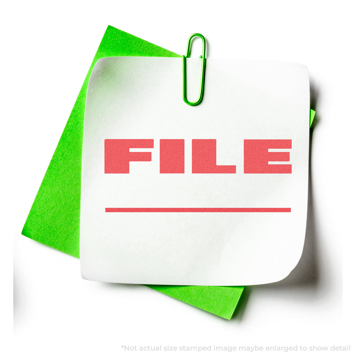 "File" stamp impression on light paper stock, Xstamper File Stamp – Bold Red Pre-Inked