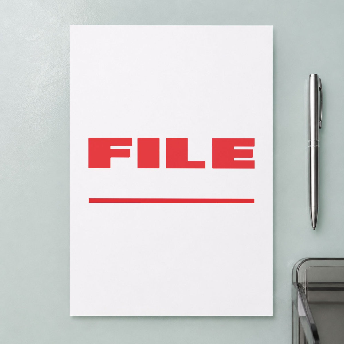 "File" stamp impression made with pre-inked Xstamper 1217