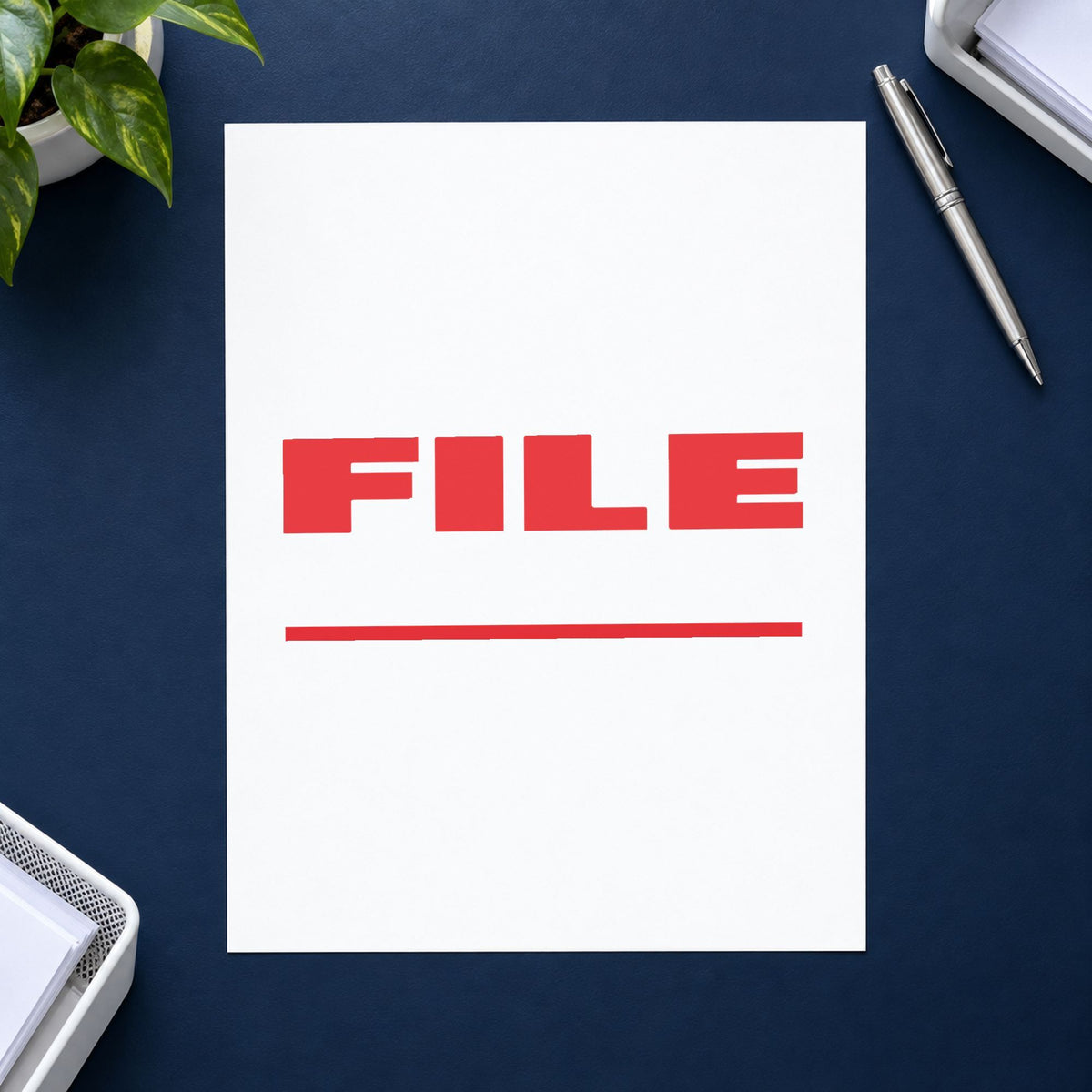 "File" mark added to paperwork with a pre-inked Xstamper stamp