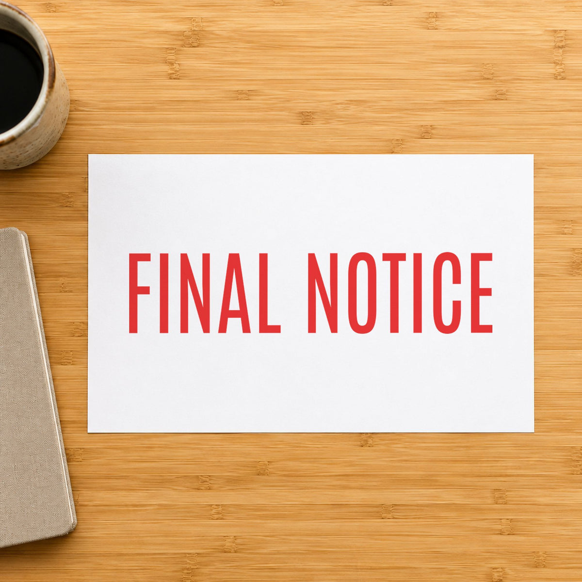 "Final notice" imprint stamped on a document with the Xstamper Final Notice Billing Stamp