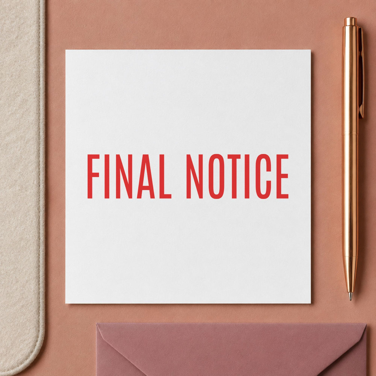 "Final notice" imprint at 1-5/8 x 1/2 in, no separate ink pad required