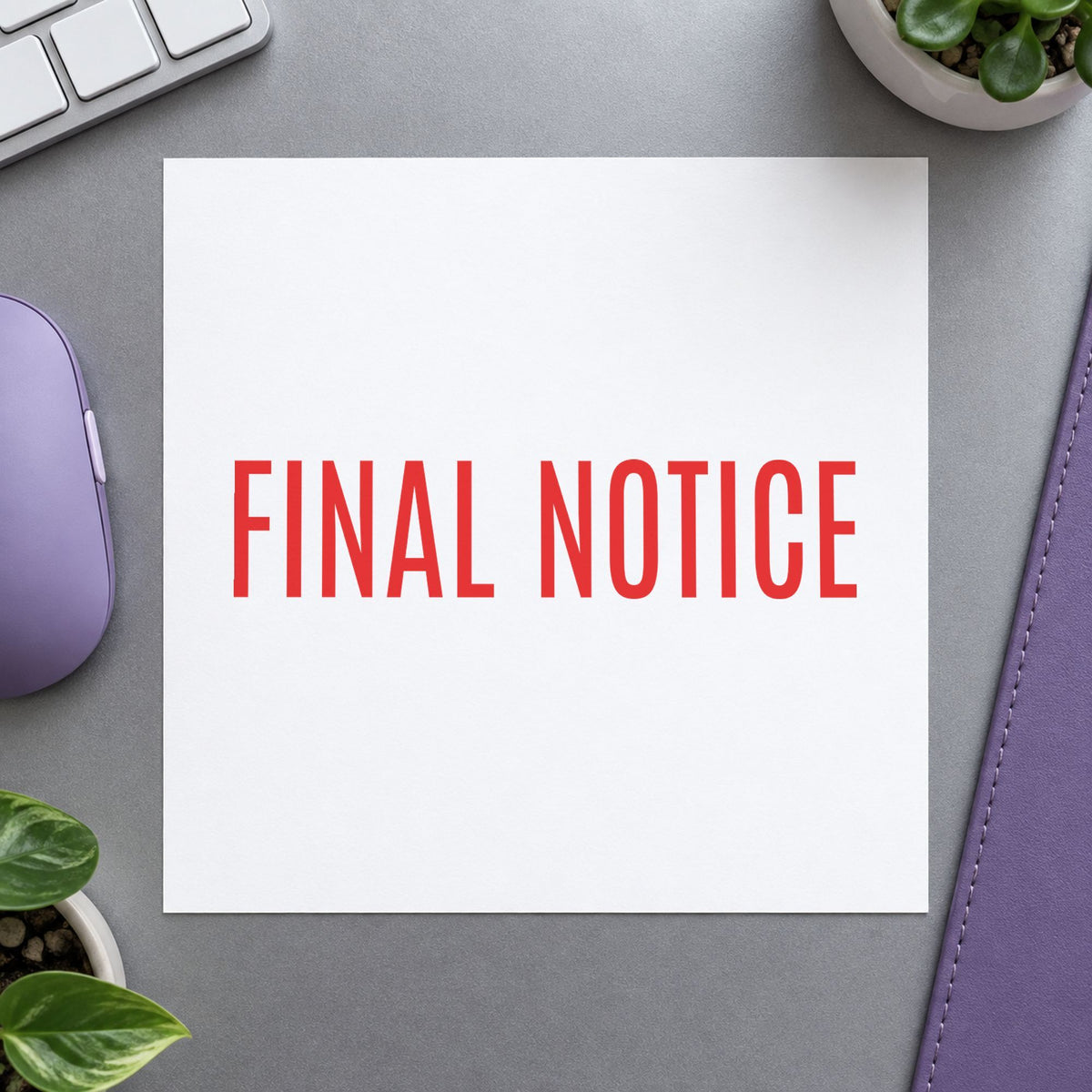 Marking a page "Final notice" with the Xstamper Final Notice Billing Stamp