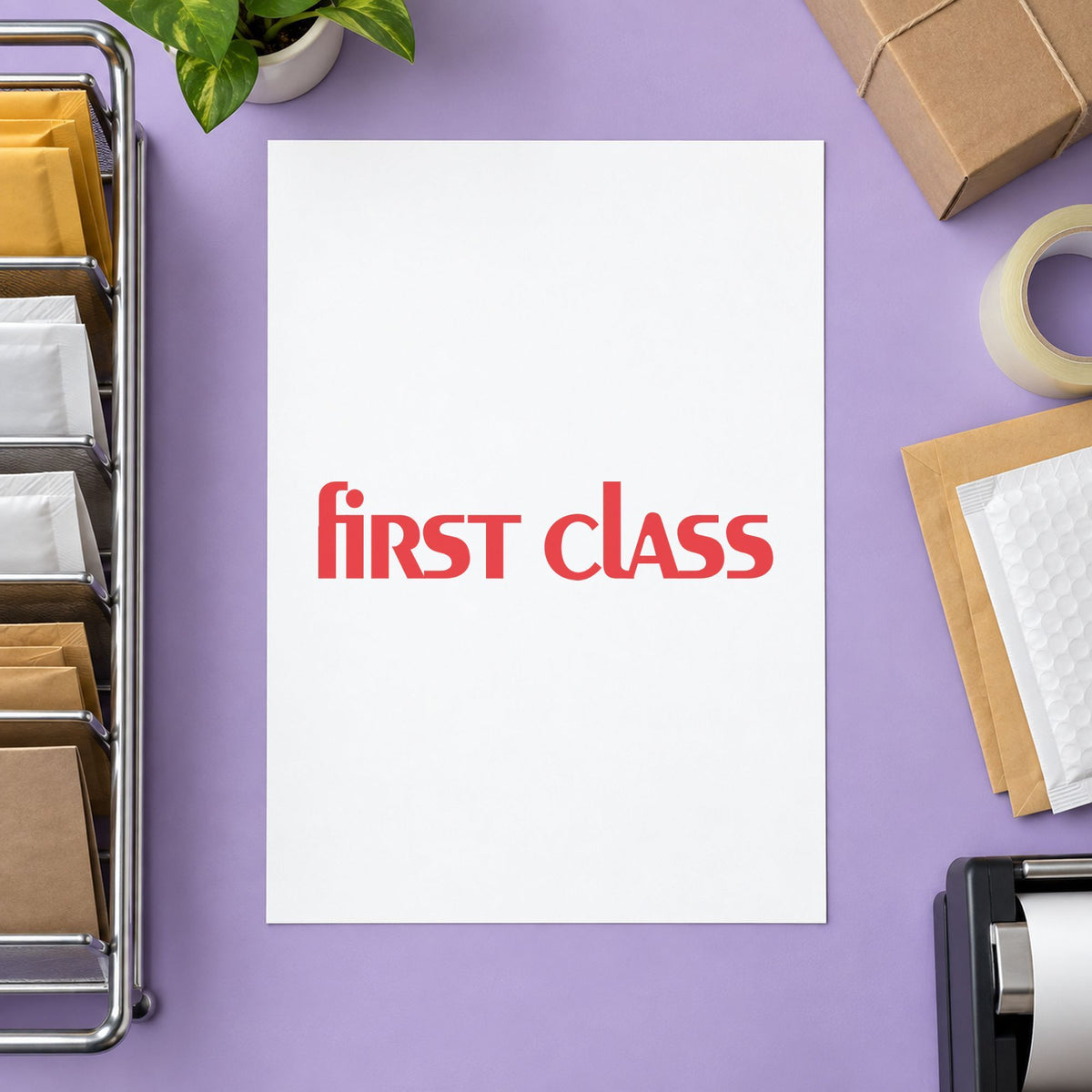 Marking a page "First class" with the Bold Red First Class Stamp