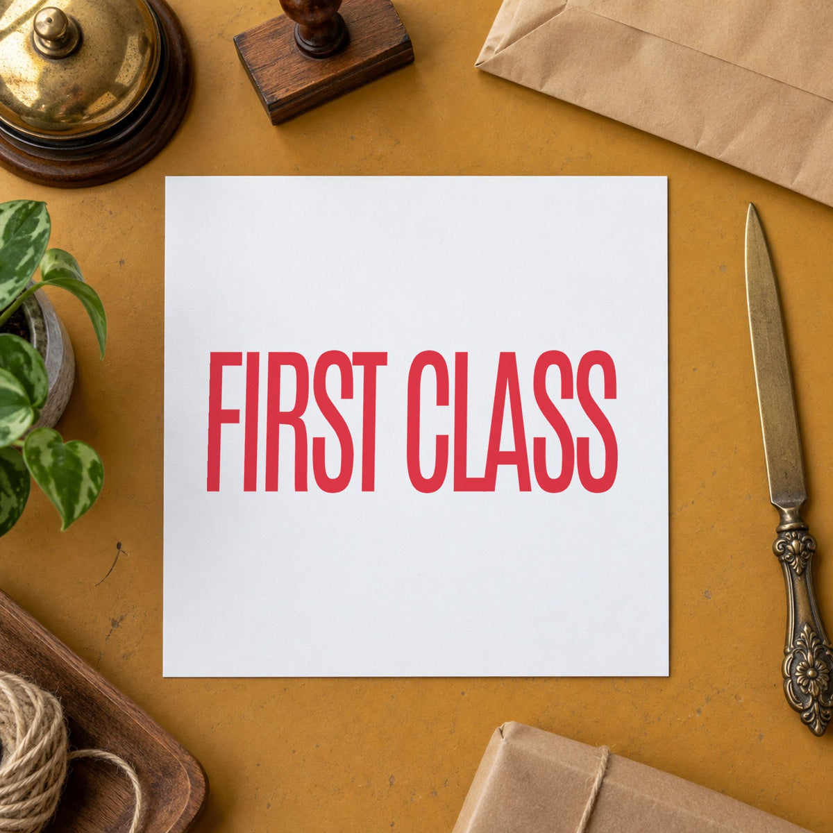 Marking a page "First class" with the Xstamper First Class Envelope Stamp – Red Pre-Inked