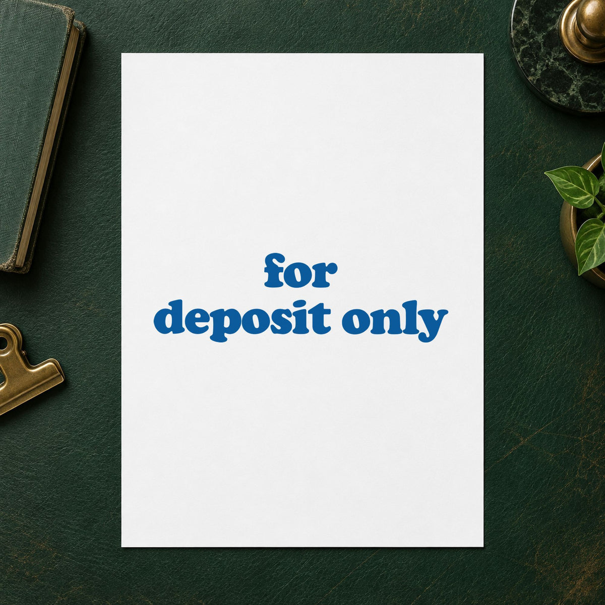 "For deposit only" stamp impression made with pre-inked Xstamper 1333