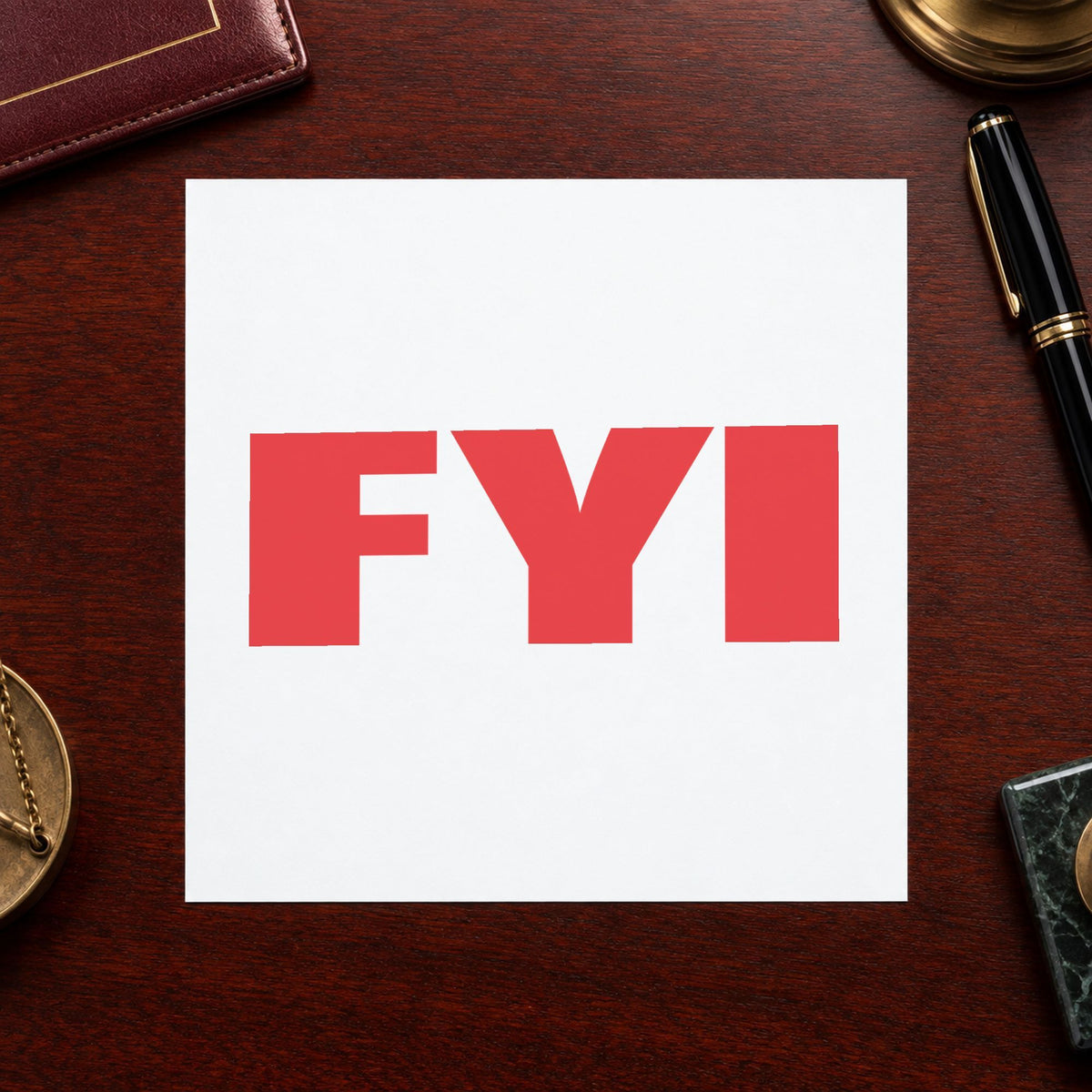 "FYI" stamp impression made with pre-inked Xstamper 1361