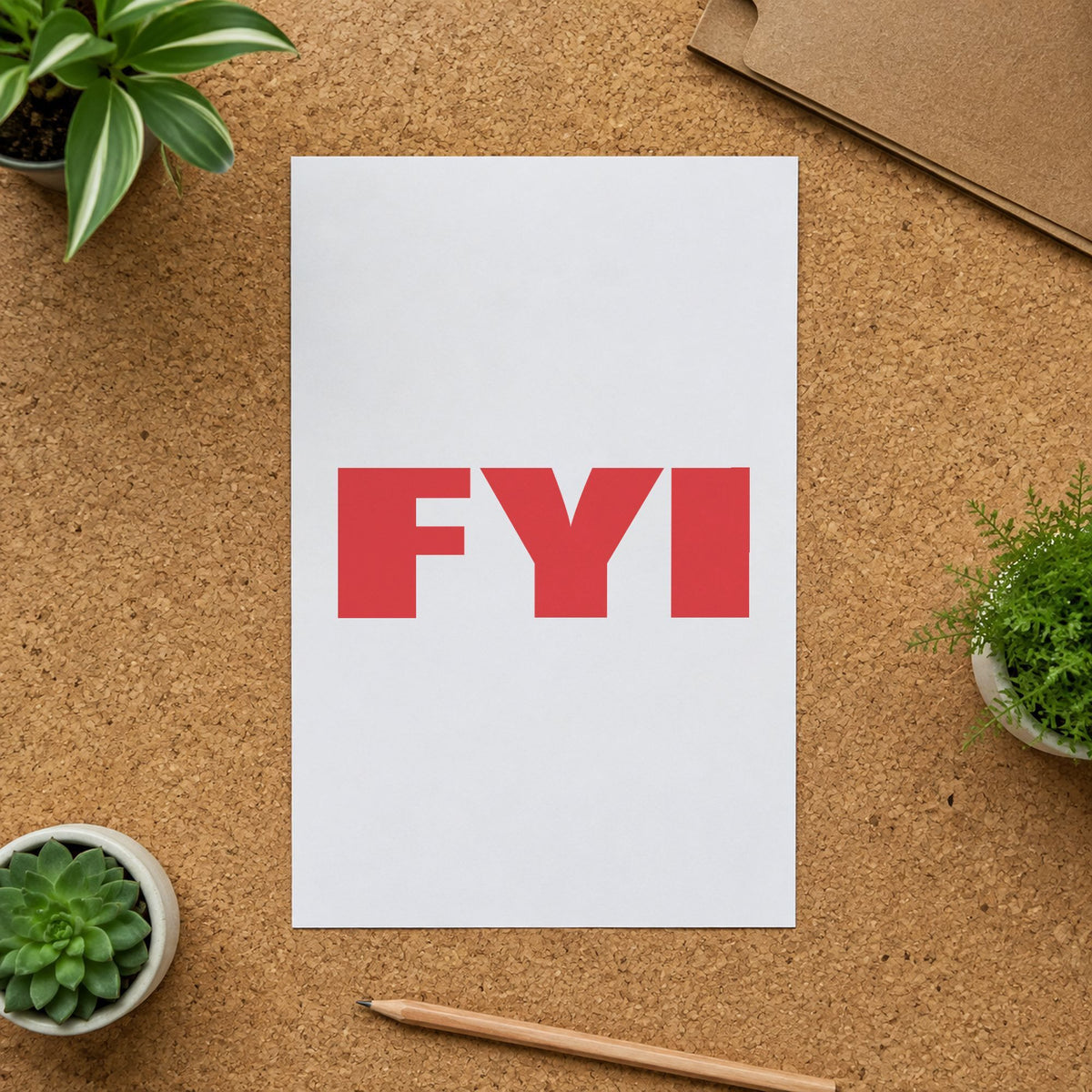 Crisp "FYI" imprint produced by the FYI Stamp – Bold Red Pre-Inked Xstamper