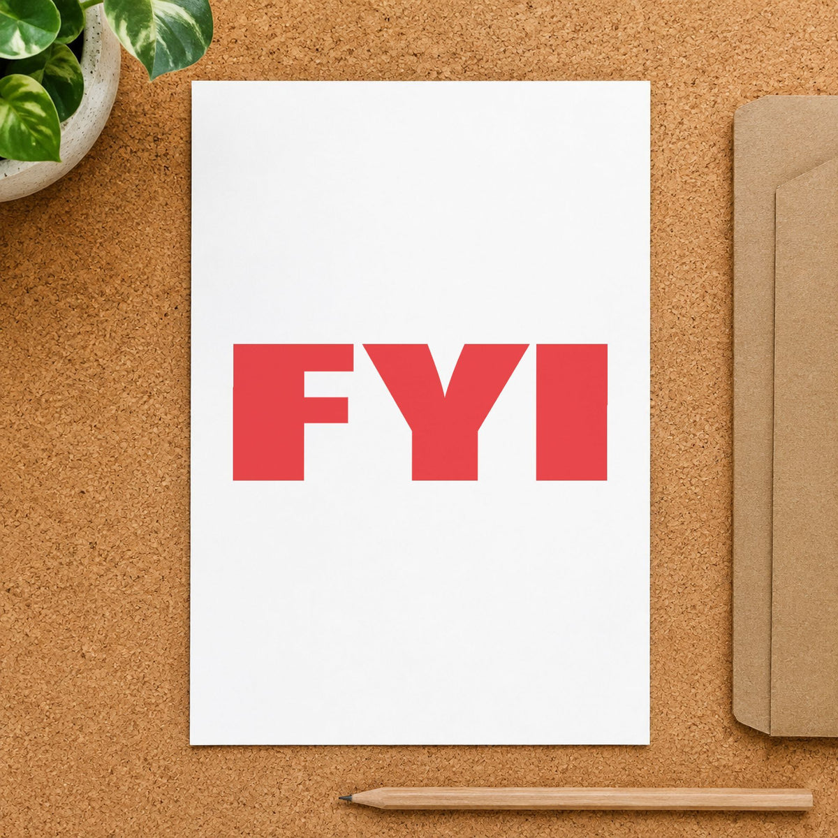 "FYI" impression shown close up, rectangular imprint at 1/2 x 1-5/8 in