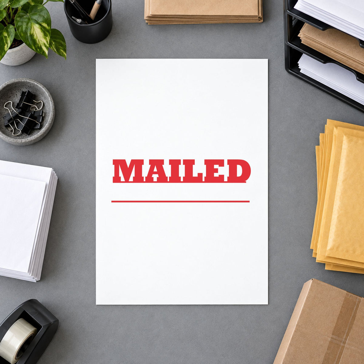 Crisp "Mailed" imprint produced by the Mailed Stamp For Mail Processing