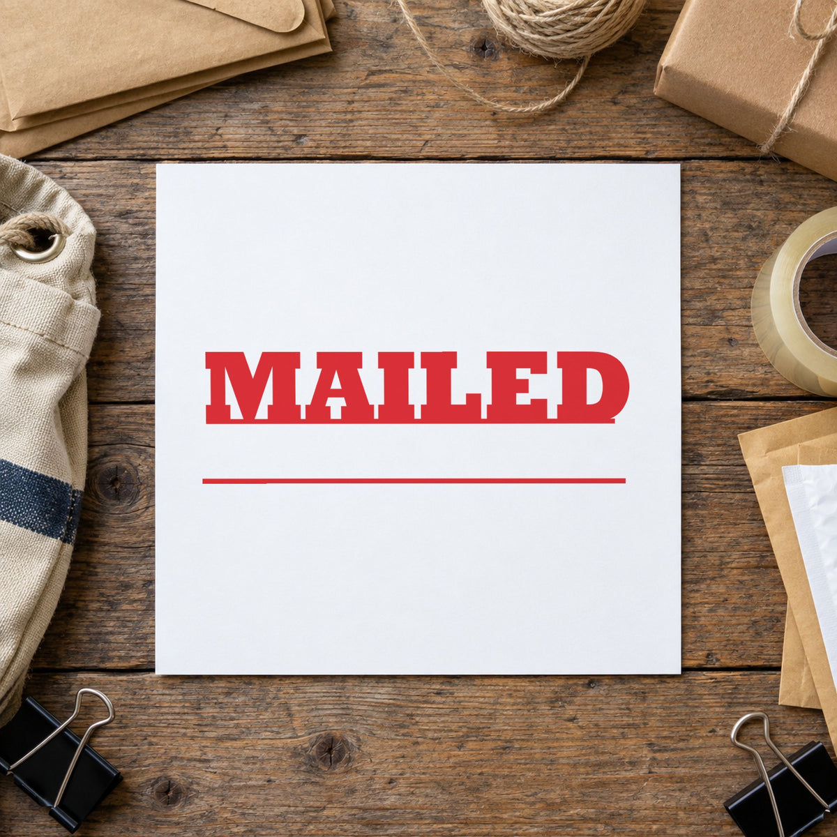 "Mailed" impression shown close up, rectangular imprint at 1-5/8 x 1/2 in