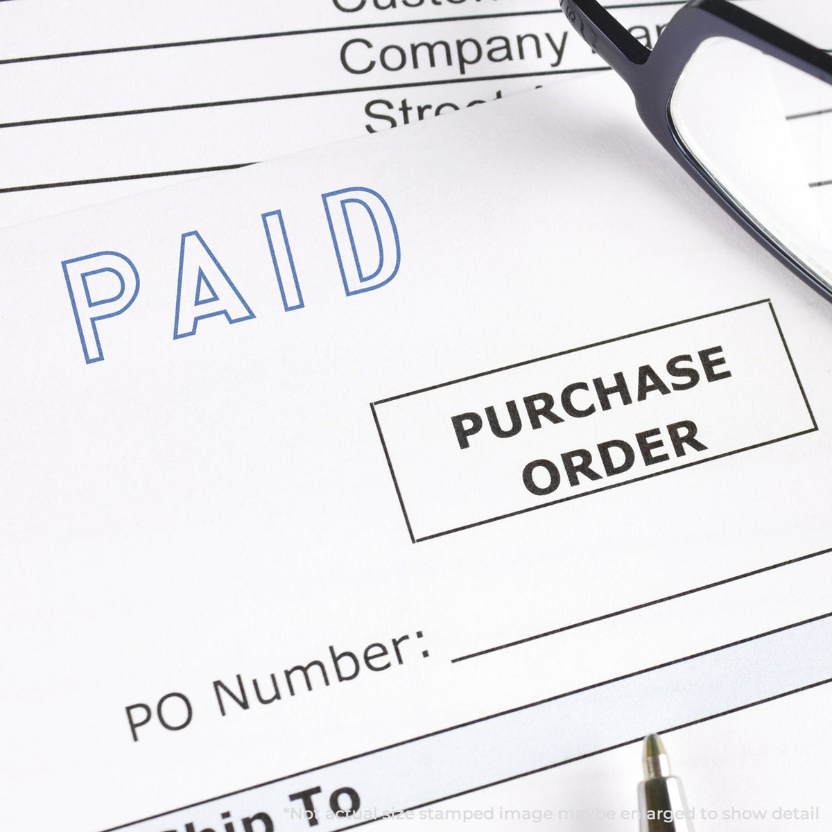 "Paid" imprint used to flag items for handling, Small Paid Stamp