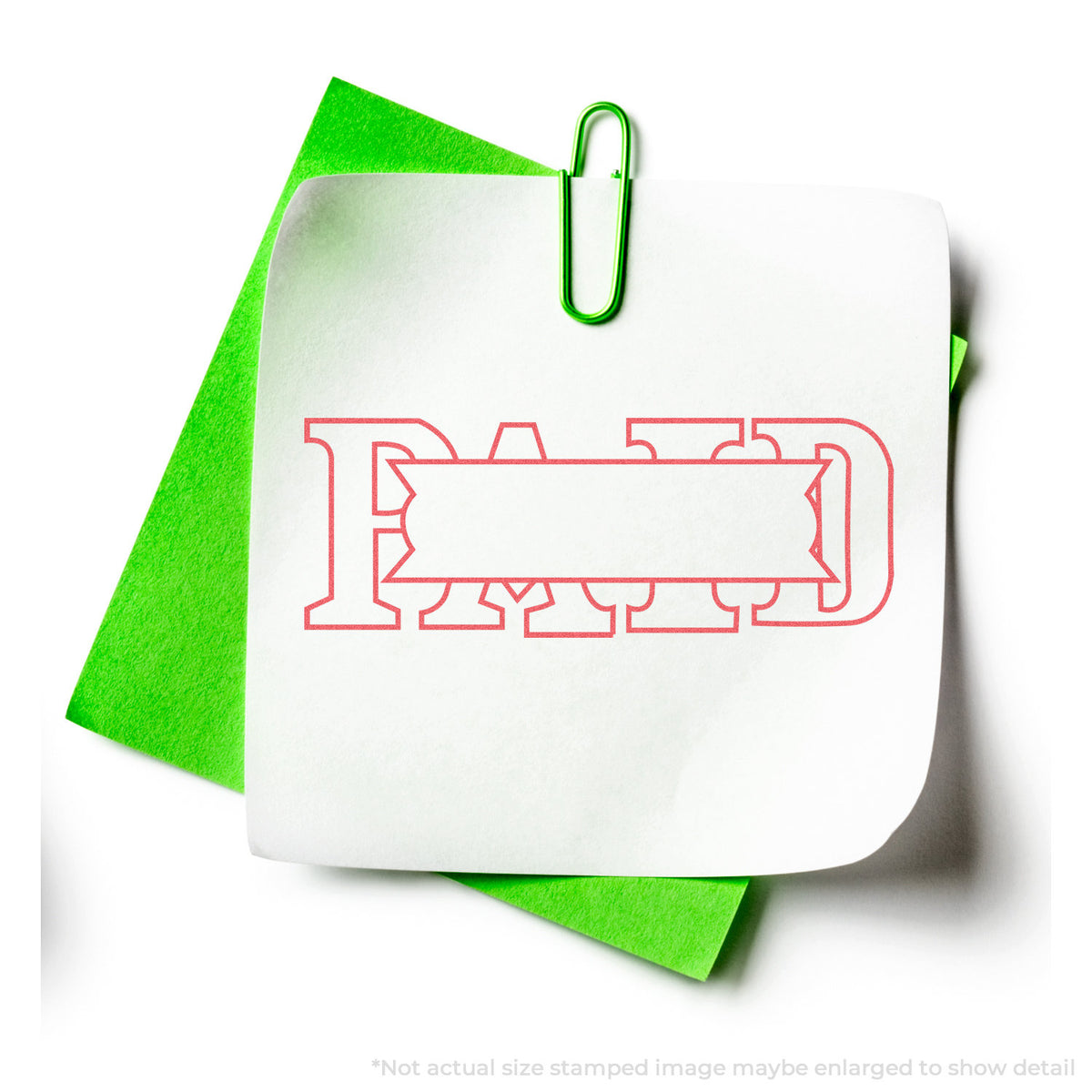 "Paid" stamp impression on light paper stock, Xstamper Paid Stamp – Red Pre-Inked