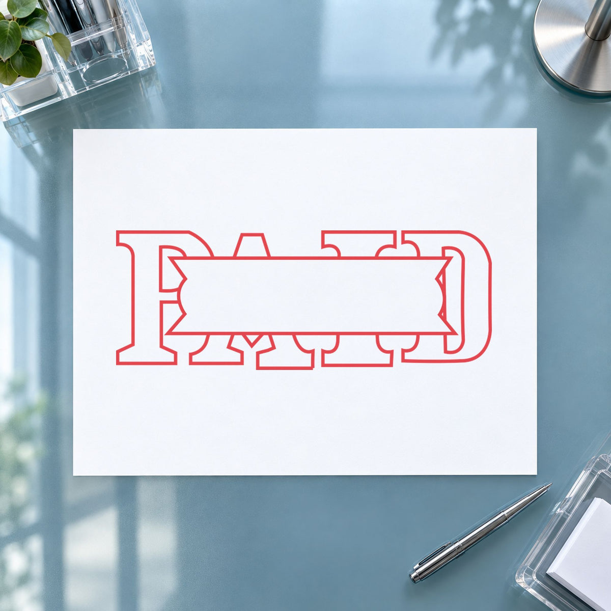 "Paid" imprint at 1/2 x 1-5/8 in, no separate ink pad required