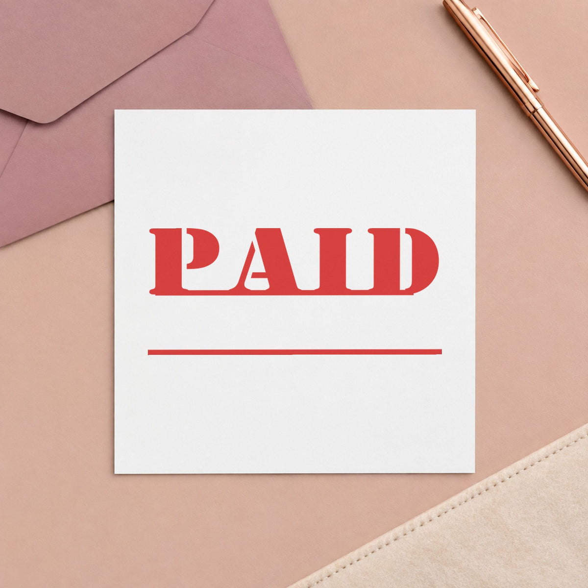 Crisp "Paid" imprint produced by the Bold Red Paid Stamp