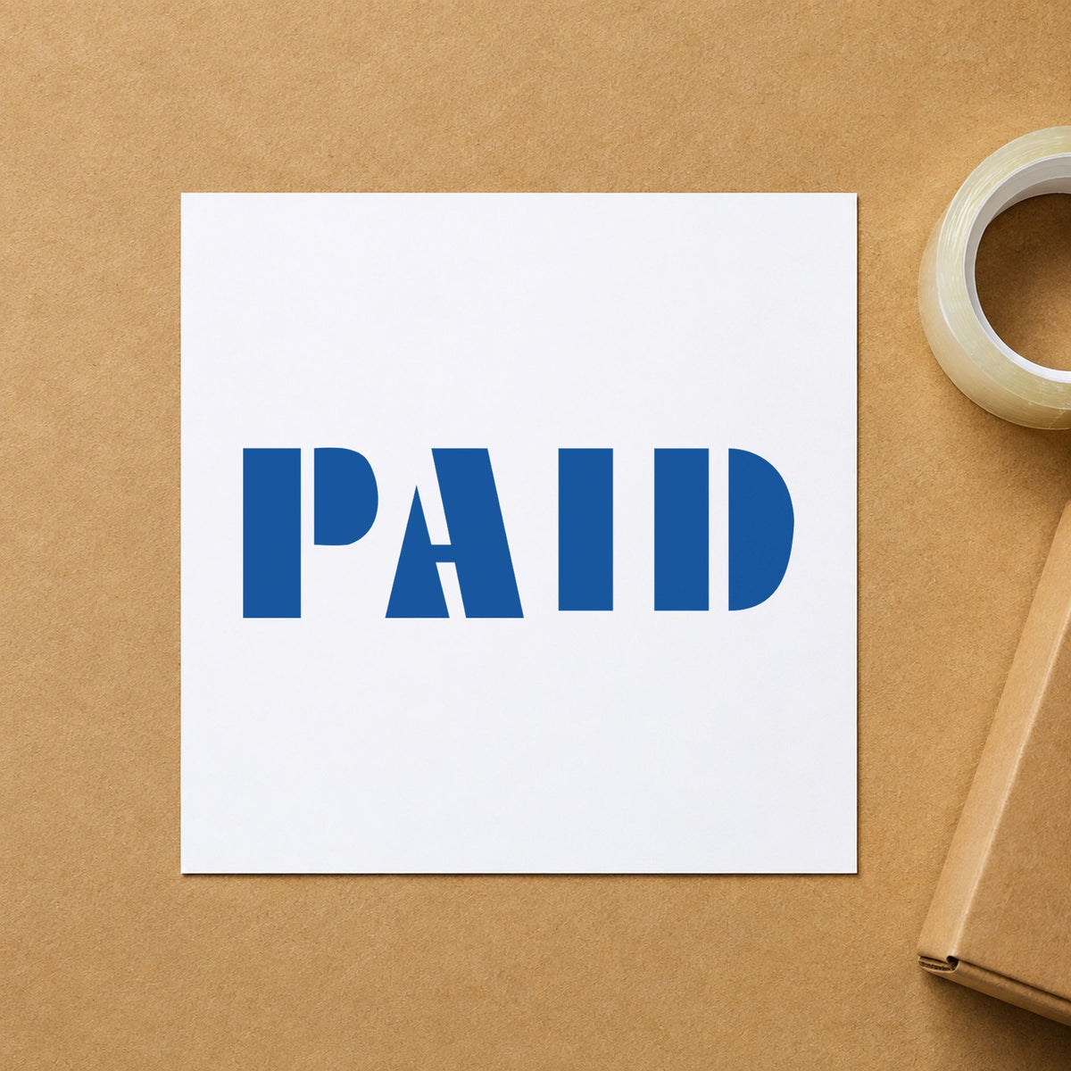 "Paid" mark added to paperwork with a pre-inked Xstamper stamp