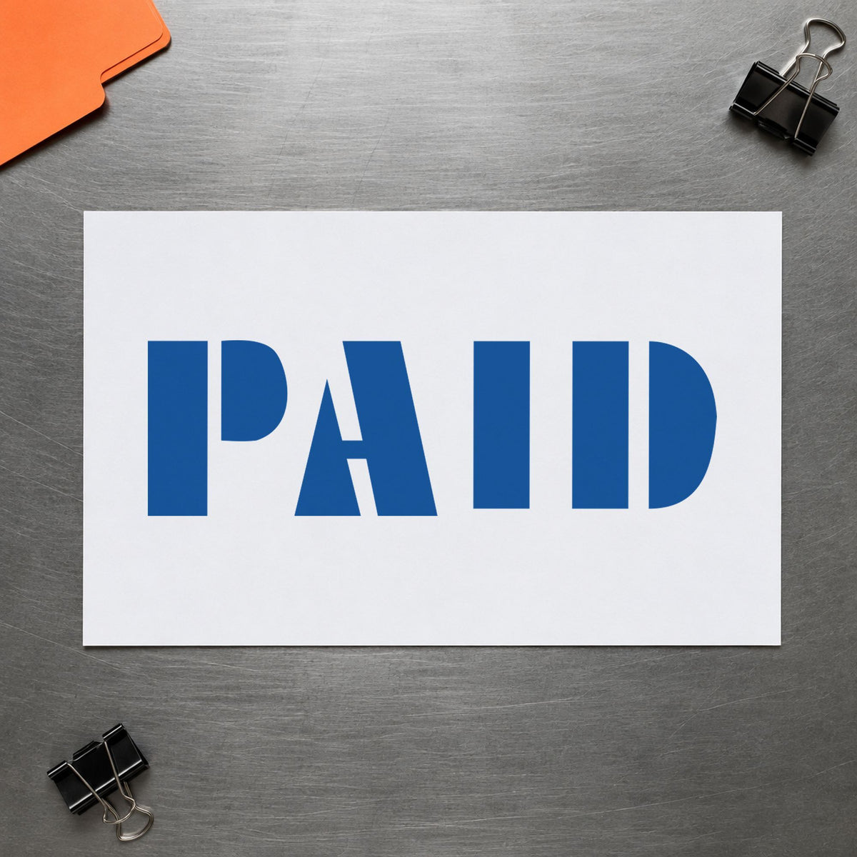 "Paid" impression shown close up, rectangular imprint at 1/2 x 1-5/8 in