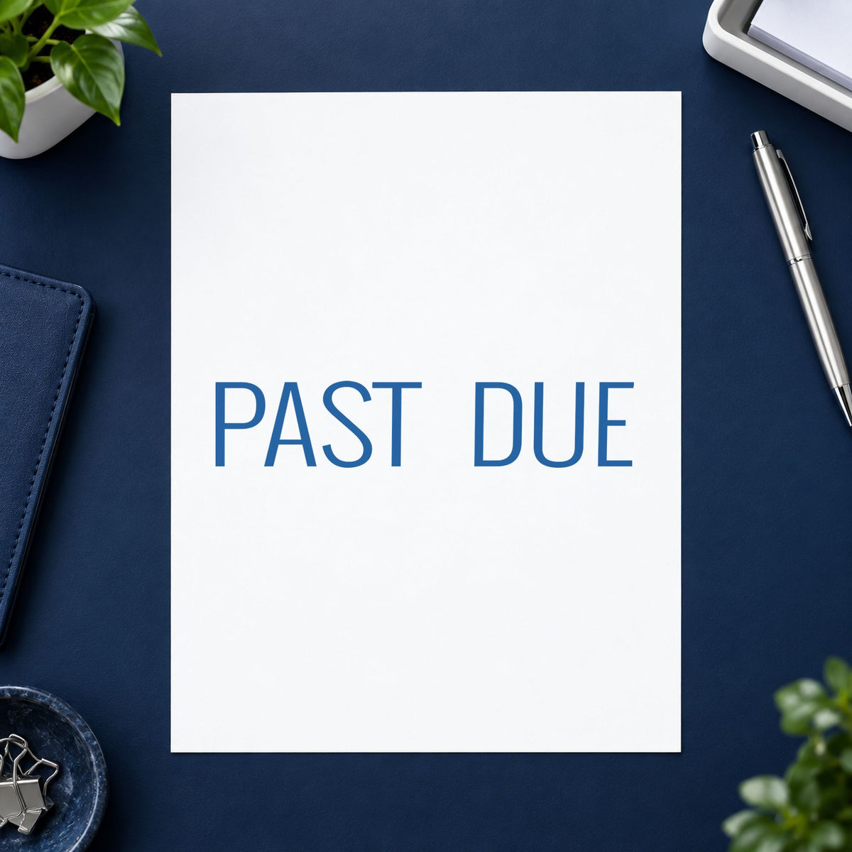 "Past due" stamp mark in everyday office use, Xstamper 1127