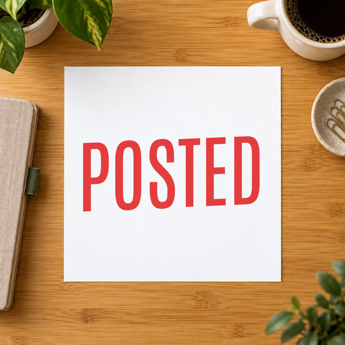 Crisp "Posted" imprint produced by the Posted Record Stamp – Red Pre-Inked Xstamper