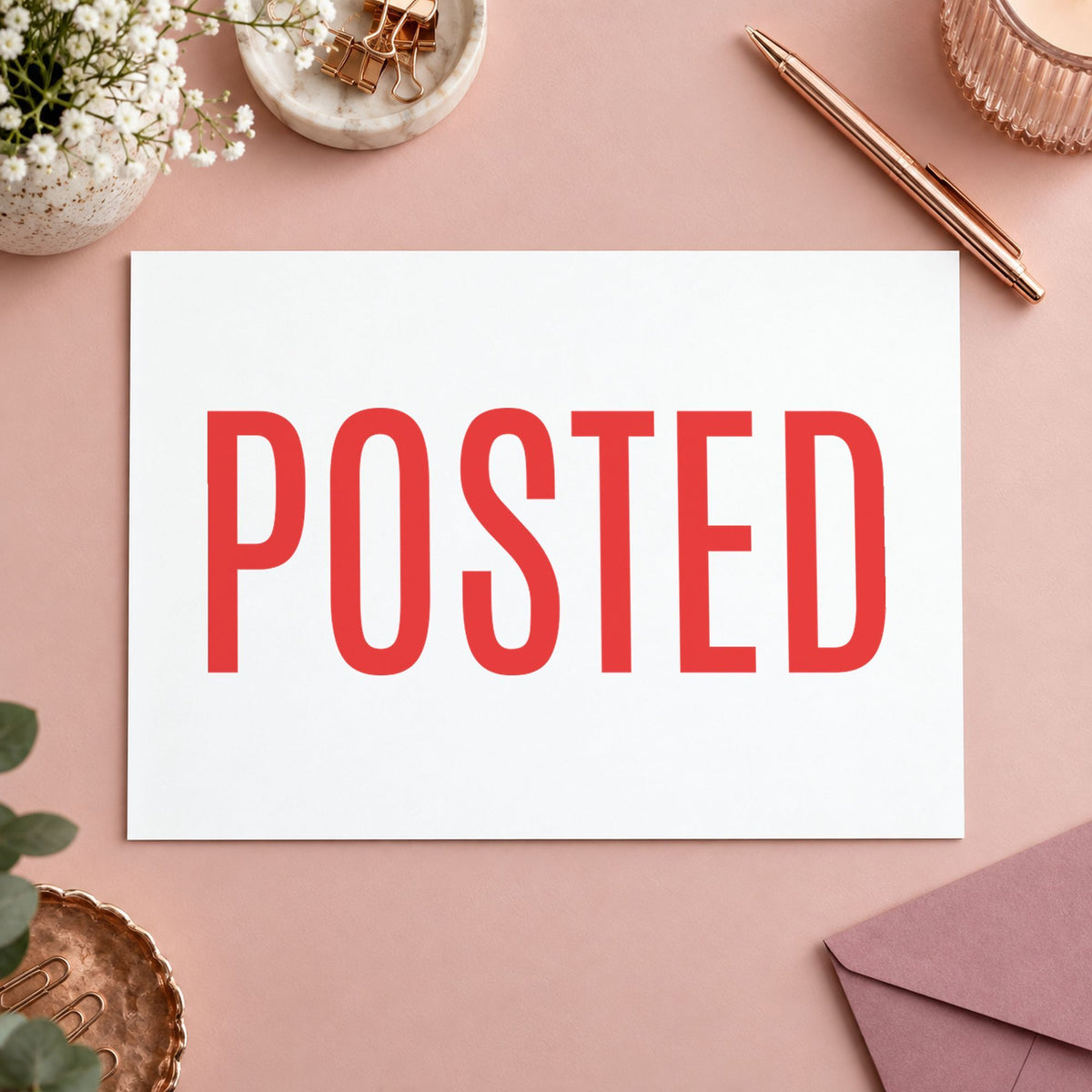 Marking a page "Posted" with the Posted Record Stamp – Red Pre-Inked Xstamper