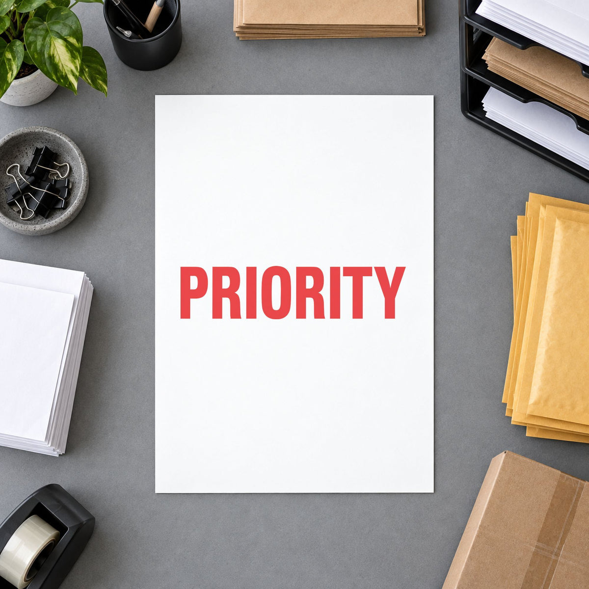 Priority Stamp For Priority Handling leaving a clean "Priority" impression