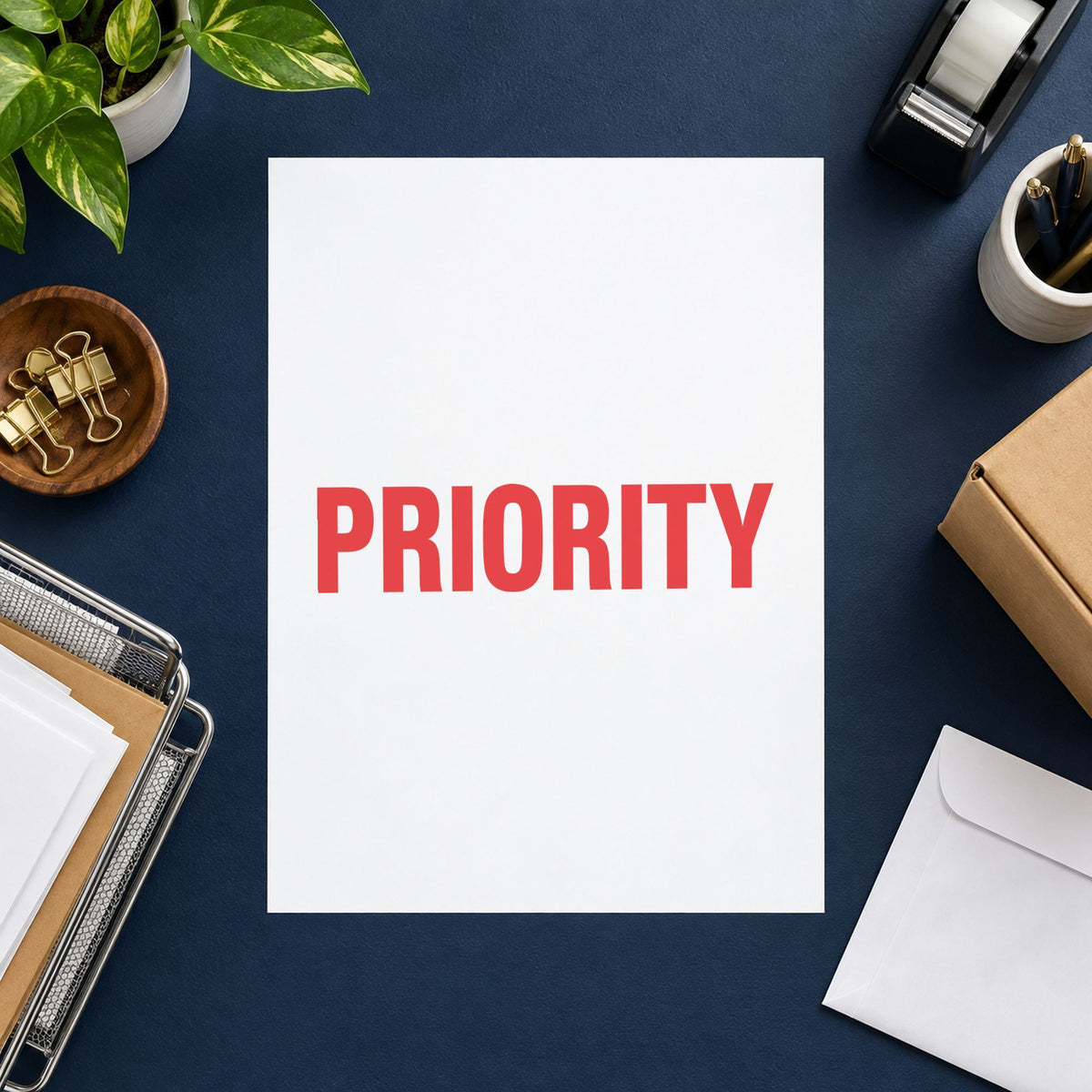 "Priority" stamp mark in everyday office use, Xstamper 1033