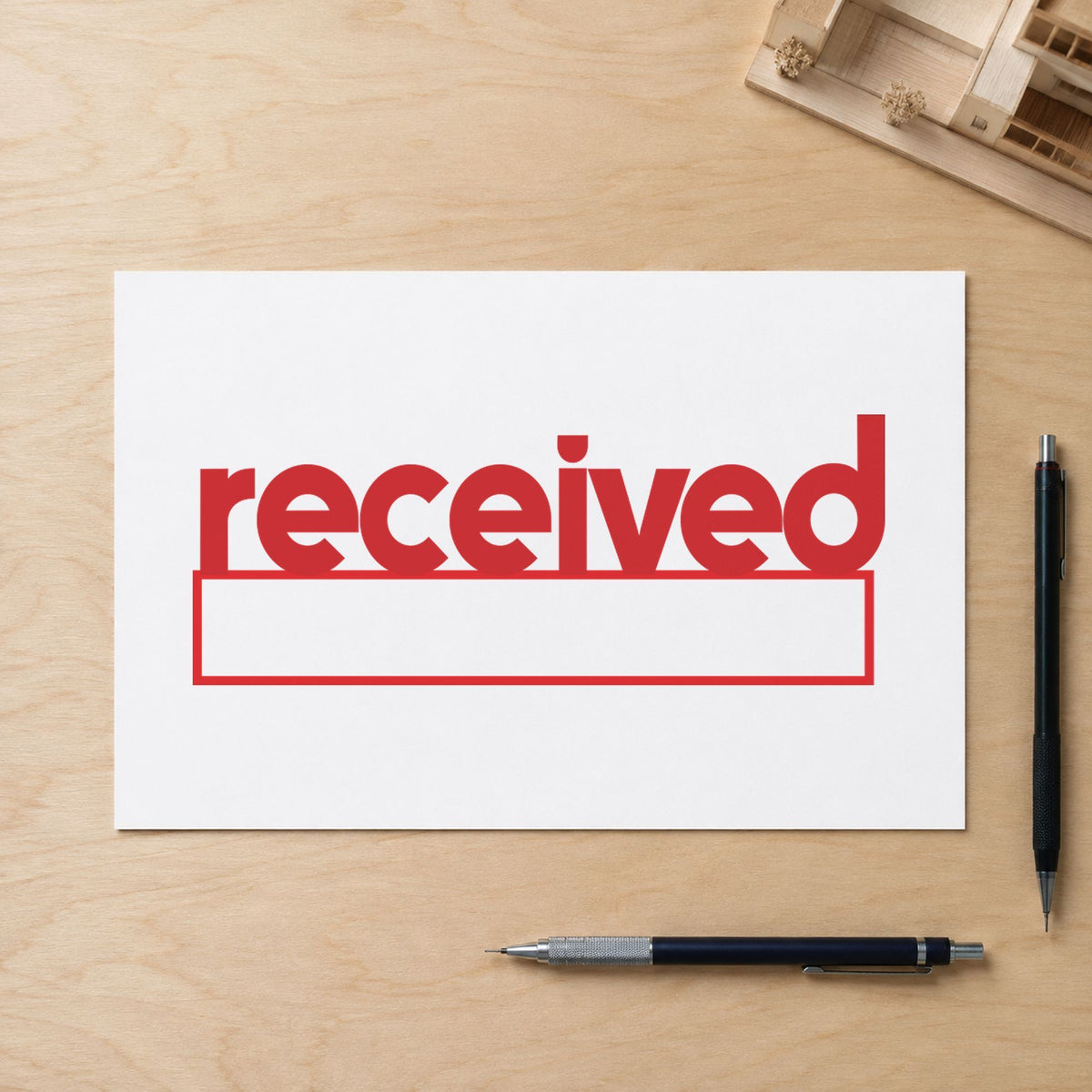 Crisp "Received" imprint produced by the Received Office Stamp – Red Pre-Inked Xstamper