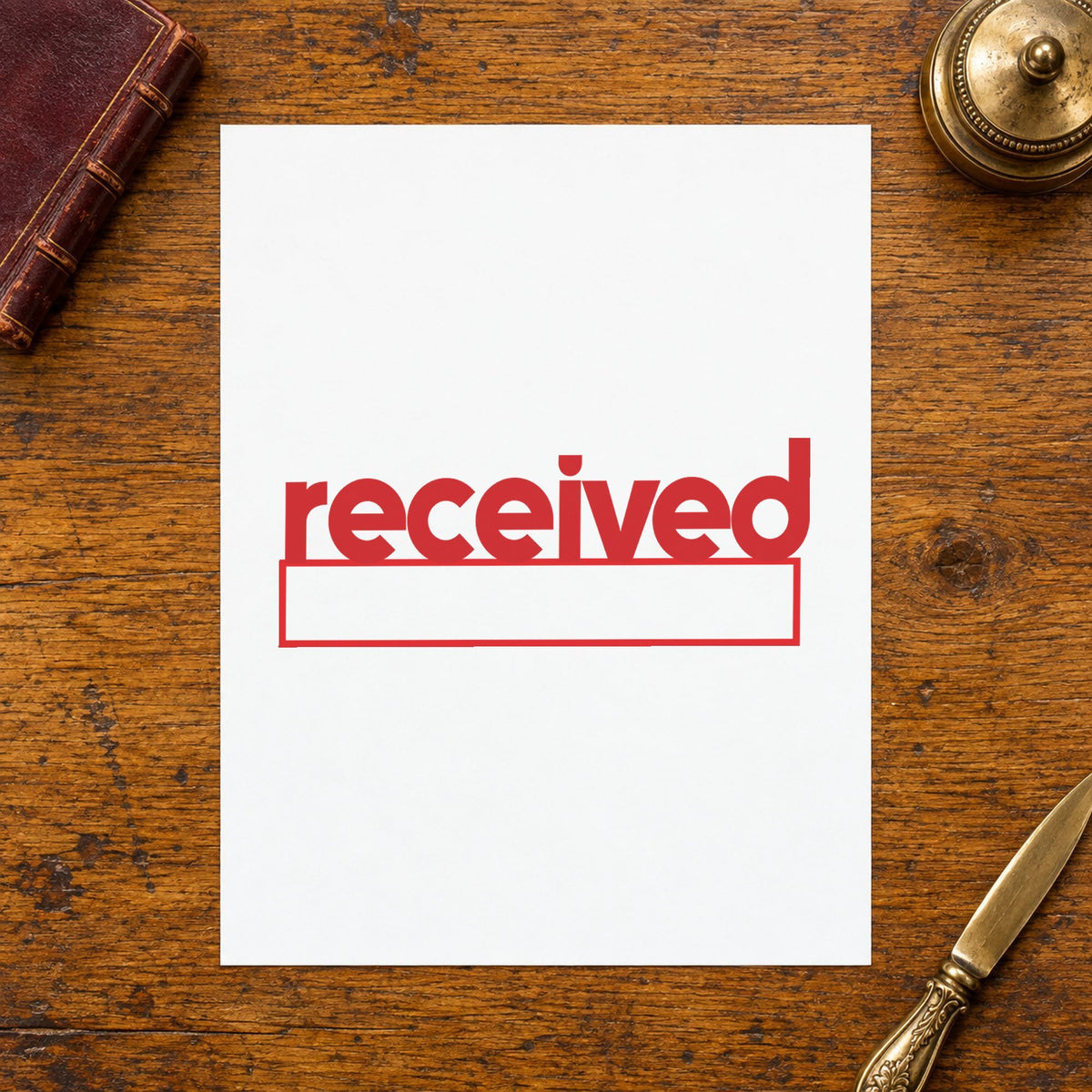 Received Office Stamp – Red Pre-Inked Xstamper leaving a clean "Received" impression