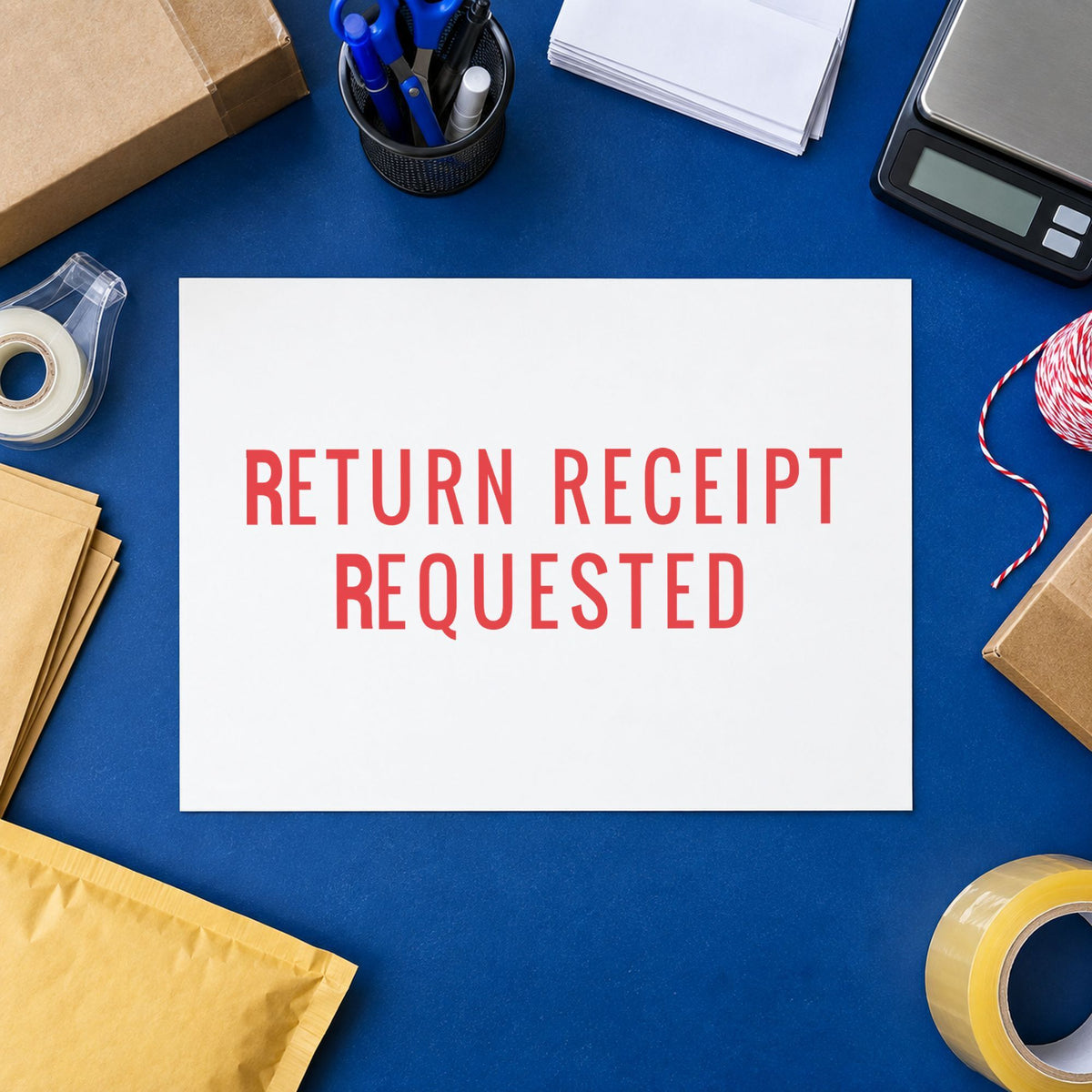 Return Receipt Requested Stamp leaving a clean "Return receipt requested" impression