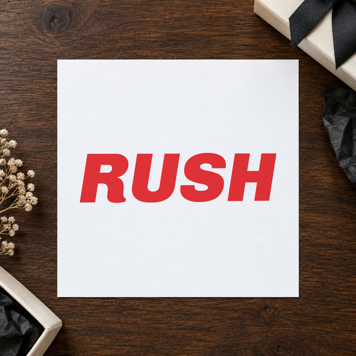 "Rush" mark added to paperwork with a pre-inked Xstamper stamp