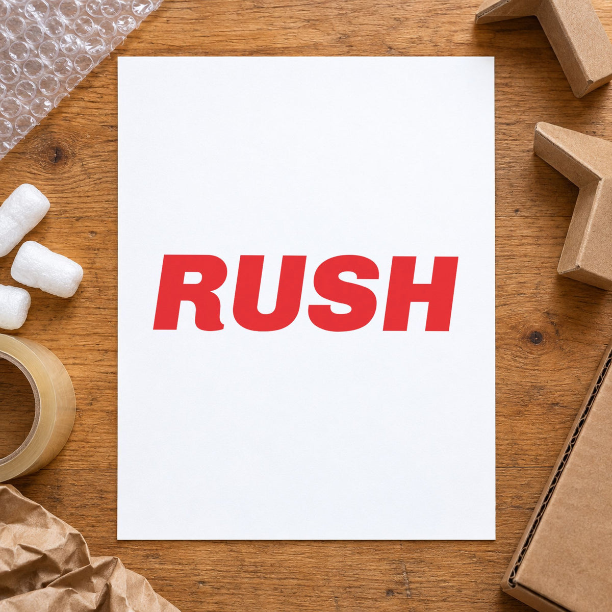 Marking a page "Rush" with the Bold Red Rush Stamp