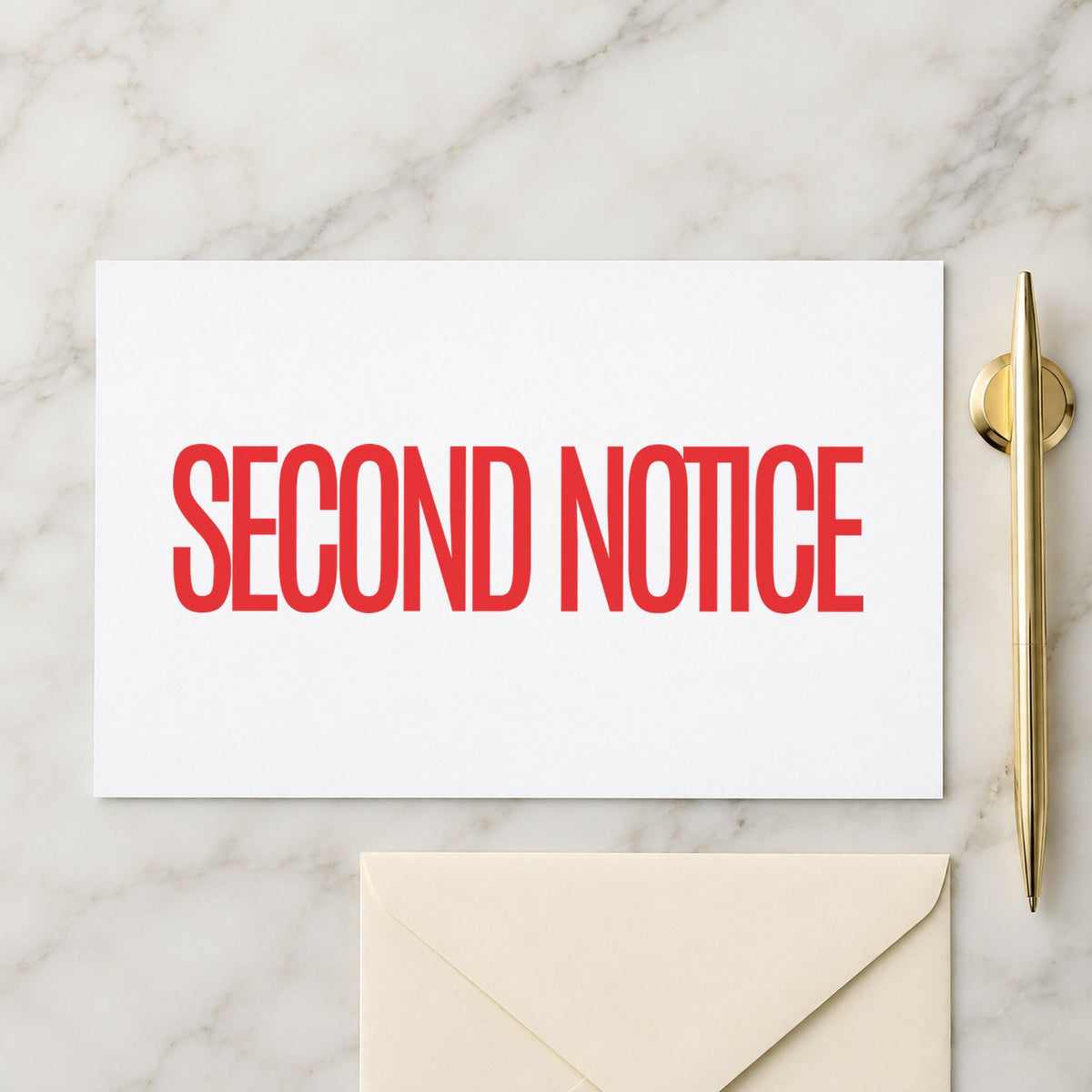 "Second notice" stamp impression made with pre-inked Xstamper 1012