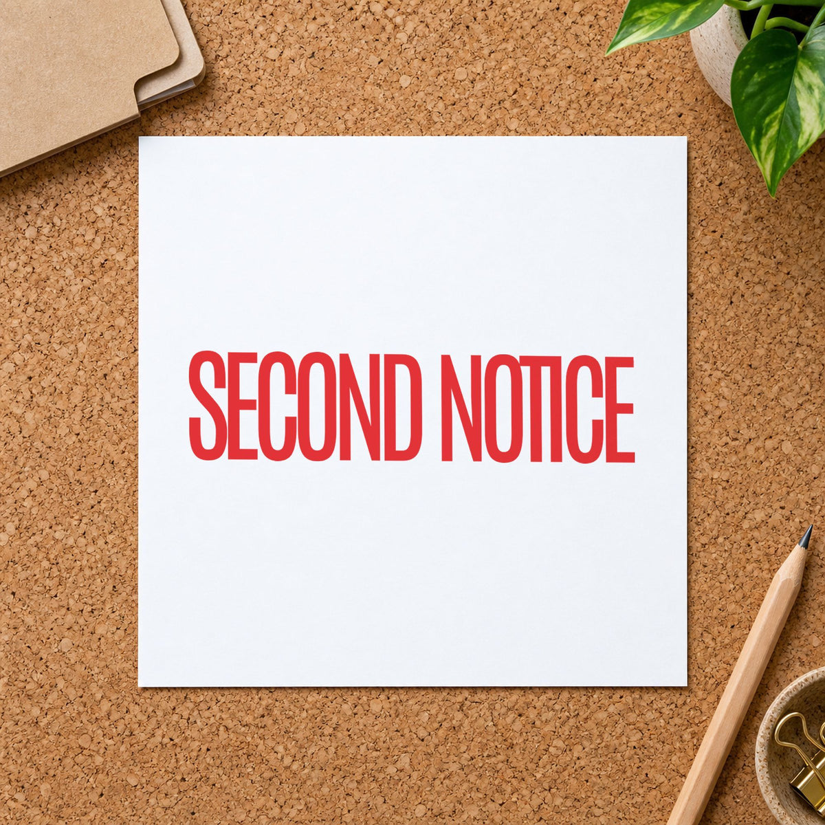 Second Notice Billing Stamp leaving a clean "Second notice" impression