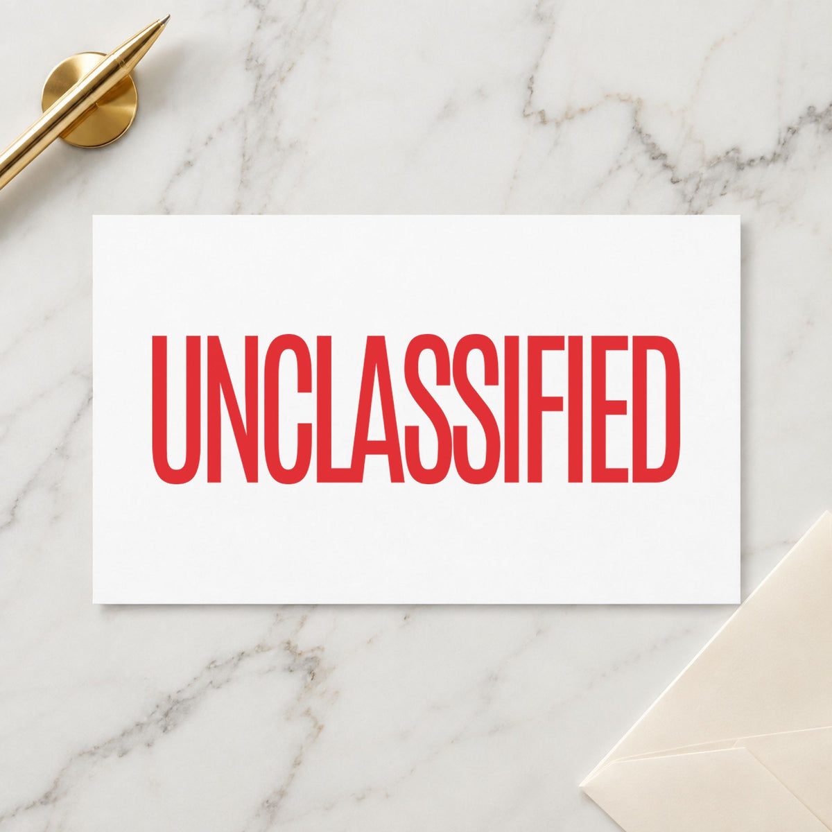 "Unclassified" imprint from fixed stock wording, no customization needed