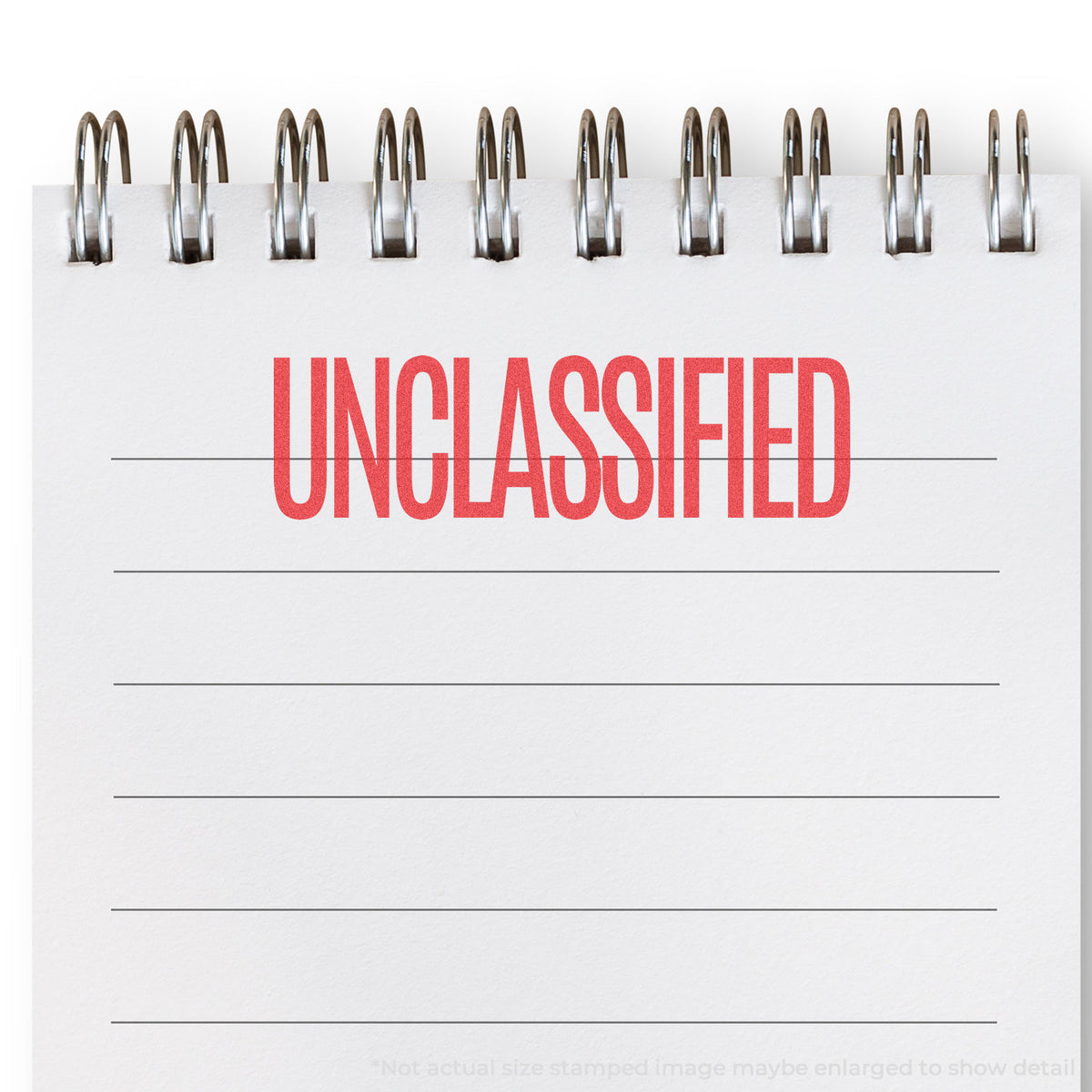 "Unclassified" mark stamped for document handling, Xstamper 1042 stamp